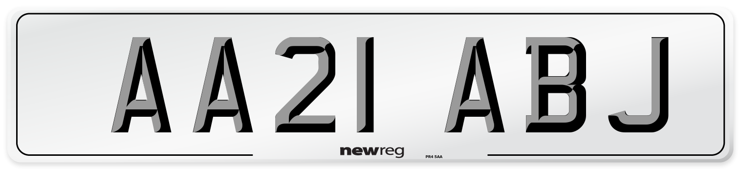AA21 ABJ Number Plate from New Reg